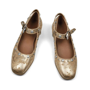Fibbia personalizzata quadrata con <span class=keywords><strong>punta</strong></span> quadrata <span class=keywords><strong>ballerine</strong></span> Mary Janes <span class=keywords><strong>ballerine</strong></span> con spalline eleganti tacco basso comode <span class=keywords><strong>borchie</strong></span> scarpe da Ballerina - Product Image 4