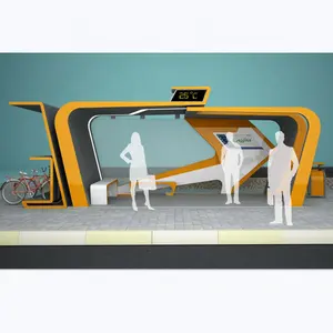 Açık kamu şehir mobilya tam donanımlı yeni tasarım otobüs durağı barınak bisiklet raf ve mağaza kiosk standında
