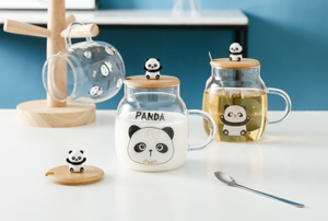Nueva Taza <span class=keywords><strong>de</strong></span> Vidrio con Diseño <span class=keywords><strong>de</strong></span> Panda <span class=keywords><strong>2022</strong></span>, con Tapa y Pajitas, para Jugo o Café - Product Image 2