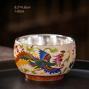 Tasse à thé en argent doré pur 99 Dragon Phoenix fil d'or cloisonné <span class=keywords><strong>émail</strong></span> peint tasse en <span class=keywords><strong>céramique</strong></span> - Product Image 5