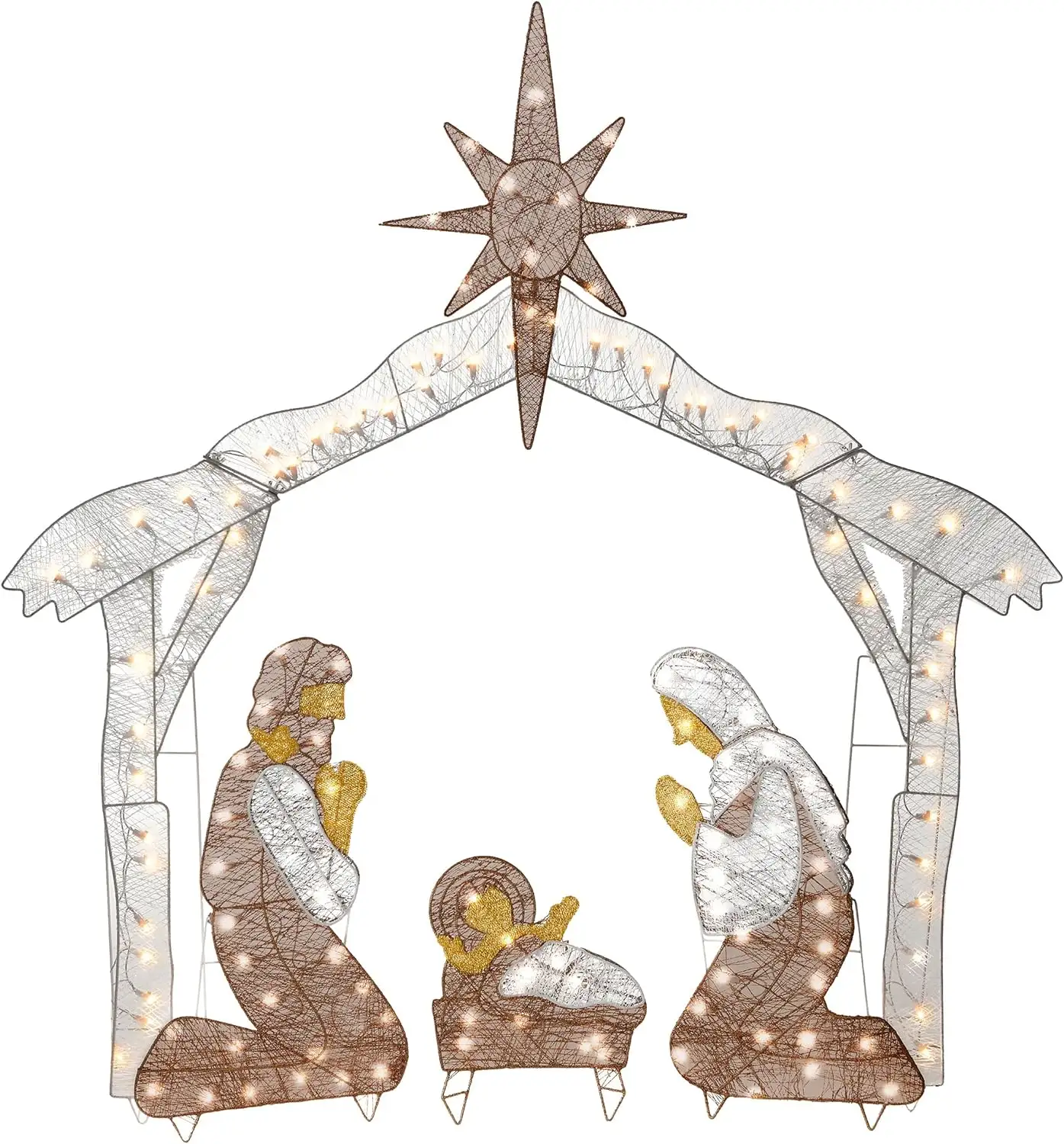 Weihnachtsdekorationen ornamente 3d led motiv lichter jesus-statue nativitätsszene set weihnachtsfigurinen figuren nativitäten