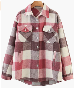 Chemisier à carreaux en flanelle brossée pour <span class=keywords><strong>femme</strong></span>, manteau à pois en laine mélangée, chemises à boutons - Product Image 4