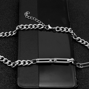 New Titanium Steel Spliced <b>Chain</b> Collarbone Necklace <b>Silver</b> Plated Popular Simple Design Unisex's Necklaces Fashion Jewelry - Product Image 2