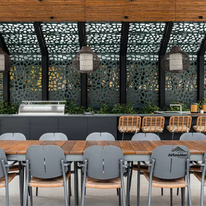 Ensemble <span class=keywords><strong>de</strong></span> cuisine extérieure modulaire noir avec four à <span class=keywords><strong>pizza</strong></span>, mobilier BBQ en acier inoxydable, comptoir en marbre et îlots en MDF pour fêtes <span class=keywords><strong>de</strong></span> jardin - Product Image 6