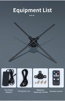 Ventilateur d'hologramme personnalisé de grande taille Projecteurs de ventilateur d'hologramme d'affichage Affichage mural de ventilateur de LED 3D de grande taille