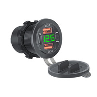 Cargador USB de 3 Puertos con Interruptor de Encendido/Apagado, Voltímetro LED, para Coche, RV, Camioneta, Barco, Salida de Carga Rápida QC3.0 PD20W