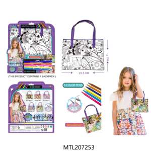 クリスマスギフト カラーリングペイント 洗えるバックパック クラフトトイ ドゥードル 再利用可能 ユニコーンハンドバッグ DIYキット 子供向け - Product Image 5