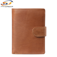 Dompet pria RFID, gaya baru kulit sapi asli Retro kelas atas dompet koin kapasitas besar