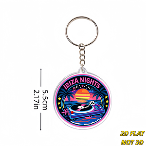 Porte-clés en acrylique <span class=keywords><strong>DJ</strong></span> rétro <span class=keywords><strong>Ibiza</strong></span> Nights, style synthwave des années 80, pour sacs à dos, sacs à main, clés - Product Image 2