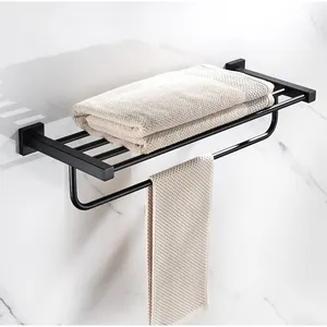 2024 Wholesale Stainless Steel Towel Rack Wall Mounted Bathroom Accessory Towel Holder Bathroom Shelves Towel Bar