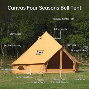 Carpa Yurt de Lujo para Acampar al Aire Libre de 4 Metros, Impermeable, para 3000 mm de Lluvia, 4 Estaciones, Oxford, para 4-8 Personas, Una Habitación, Triple Capa - Product Image 4