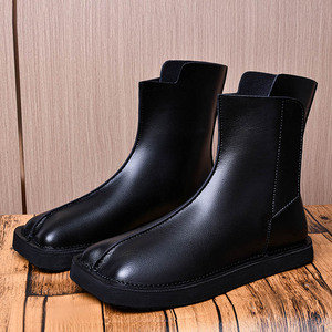 582 2026 New Trend <strong>Men</strong> slip on chelsea <strong>Boots</strong> Cow Genuine Leather <strong>square</strong> <strong>Toes</strong> <strong>Black</strong> Shoes Ankle <strong>Boots</strong> - Product Image 1
