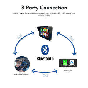 7 "IPS màn hình cảm ứng xách tay không dây Carplay & Android tự động cho xe máy ipx66 không thấm nước, máy ảnh kép ghi âm - Product Image 3