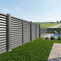 Nouveau Panneau de Clôture en Aluminium Gris à Lames Plates Horizontales pour Jardin, Brise-Vue en Aluminium pour Jardin et Cour