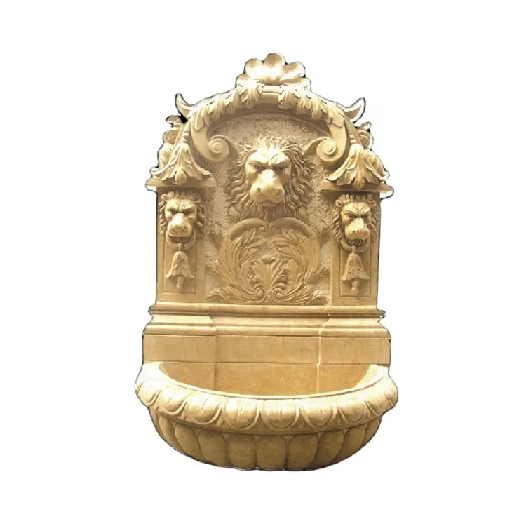 Factory sales outdoor durable sandstone lion sculpture wall fountain