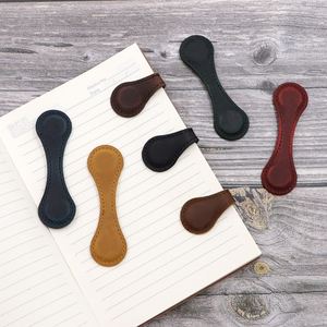 Genuine Leather Magnetic <b>Bookmark</b> Page Clip Vintage Teardrop Shape Book Mark for Book Lovers Reading Accessories - Product Image 1