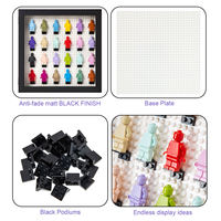 Boîte de présentation en bois noire 11x11 pouces pour figurines miniatures, à poser sur table et à fixer au mur, cadre de rangement pour figurines de construction