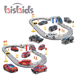 24 piezas 1:64 Die Cast Metal modelo coche ranura DIY coches de carreras juguetes camión de bomberos juguete montar pista de carreras para niños - Product Image 5