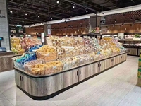 Étagère à biscuits en Grain, présentoir à fruits Double face, magasin de commodité, étagère en bois en acier