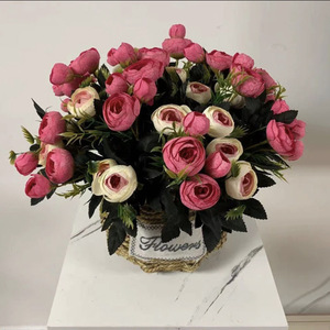 <b>Artificial</b> Camellia Bouquet 30cm Silk <b>Flowers</b> Rustic Floral <b>Arrangement</b> Home Decoration Wedding Props - Product Image 1
