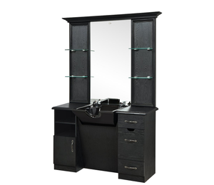 Ensemble de meubles de salon de coiffure design moderne d'occasion durables, stations de coiffage avec miroir en or pour salon de coiffure - Product Image 3