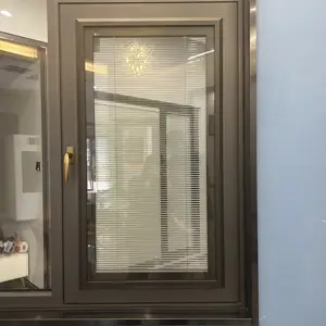 Ventanas de aluminio insonorizadas personalizadas vidrio con persianas ventanas abatibles