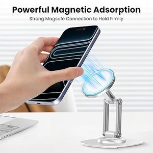 Support magnétique pour téléphone 360° °   Support de téléphone pliable pour bureau, cuisine, aimants puissants réglables en rotation - Product Image 2