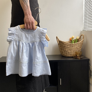 Áo không tay cho bé gái áo sơ mi thời trang phong cách đồng quê mùa hè với kích cỡ vừa nhỏ cho trẻ em - Product Image 6