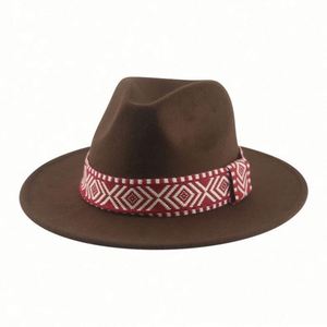 Ethnic Wind Woven <b>Fedora</b> <b>Hat</b> <b>for</b> <b>Men</b> <b>for</b> Party Business Casual and Outdoor <b>for</b> Autumn and Winter - Product Image 2