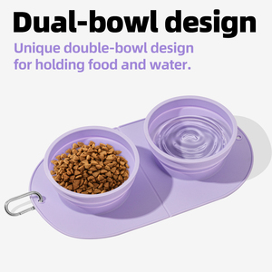 Pet Double Silicone Bowl Travel Waterproof Duo Portable Foldable Non Slip Dog <b>Cat</b> Pet Food Water Bowl <b>Feeder</b> Set - Product Image 6