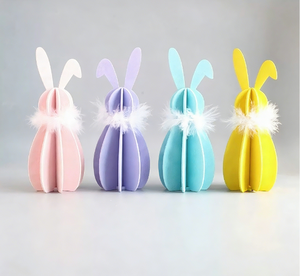 DAMAI Wholesale <b>Easter</b> Decor Plush Rabbit <b>Ornaments</b> Colorful DIY Wooden Slices Supplies Party Home Tabletop Decoration - Product Image 1