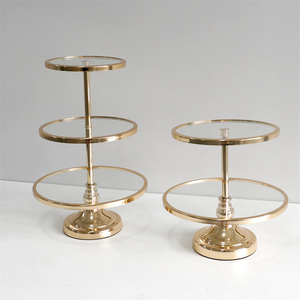 ZK230152 personnalisé 3 niveaux métal verre mariage Dessert fruits Snack Cupcake gâteau marbre élégant Dessert support pour thé - Product Image 2