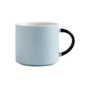 Custom 13oz Minimalist Blue <strong>Yellow</strong> Pink White Ceramic Speckled Coffee <strong>Mug</strong> With Black Handle - Product Image 1