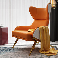 Fauteuil de relaxation ergonomique moderne en cuir avec cadre métallique, acier inoxydable, doré, idéal pour le salon, les loisirs, offre spéciale