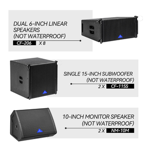 Sistema de Sonido Line Array CHORDIO CF-206, Doble Altavoz de <span class=keywords><strong>6</strong></span> Pulgadas, 400W RMS/1200W Pico, 60Hz-19KHz, para Servicios Religiosos/Conciertos/Conferencias - Product Image 2