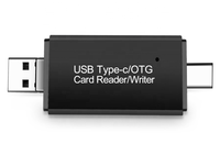 Penjualan Teratas USB Type C OTG SD TF Card Reader Writer Instalasi Eksternal All-in-One Bahan ABS Hitam Garansi 1 Tahun Windows