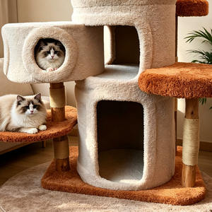 2026 Sustainable Solid Wood <b>Cat</b> Crawler Nest Space Saving Sisal <b>Cat</b> Toy Jumping Platform <b>Cat</b> <b>Tree</b> With Hole Cave - Product Image 3