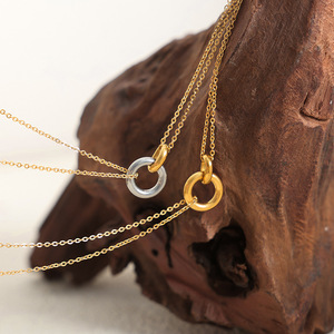 Ganku cổ điển đôi vòng Mặt dây chuyền vòng cổ thép không gỉ 18K vàng xương đòn chuỗi cá tính phương Tây Nữ Hoàng đồ trang sức - Product Image 2