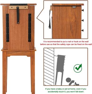 5 cassetti 8 ganci collana in legno in piedi armadietto per gioielli in legno cassa di stoccaggio con ripiano superiore organizzatore di stoccaggio <span class=keywords><strong>a</strong></span> <span class=keywords><strong>specchio</strong></span> - Product Image 5