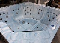 Spa de jardin extérieur, grande piscine en acrylique pour 5 personnes, noir, bain à remous et baignoire avec éclairage LED