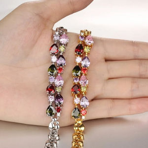 モナリザジルコン色ダイヤモンド二層クリスタル新品スタイル銅ブレスレット - Product Image 3