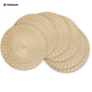 Wholesale <b>Placemat</b> Insulation Mat Party Desktop Decoration Luxury <b>Gold</b> PVC Injection Molded <b>Placemat</b> for Wedding - Product Image 1