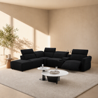 Canapé inclinable électrique modulaire de style italien de luxe avec appuie-têtes motorisés, console multimédia intégrée et lampes de lecture pour villa