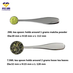 Customized Logo Hot Sell 2ml 5ml 7.5ml 10ml 15ml Stainless Steel Long Handle Bean Scoop Tea Spoon Set For Home