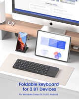 Clavier pliable sans fil OEM ODM à trois volets, clavier portable de poche avec pavé tactile pour tablette et téléphone, directement de l'usine