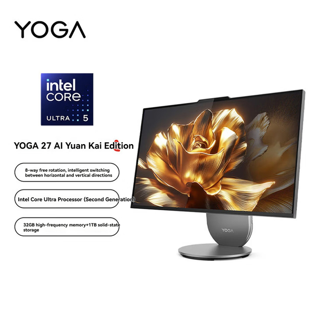 Yoga 27-IAH10 27-inch 4K Screen Ultra5-225H CPU 32GB RAM 1TB SSD All-in-one Desktop Computer for Home Office Use Computer