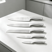 Everrich Offre Spéciale Ensemble de 6 couteaux de cuisine multifonctionnels avec affûteur de blocs en bois Lames en acier inoxydable