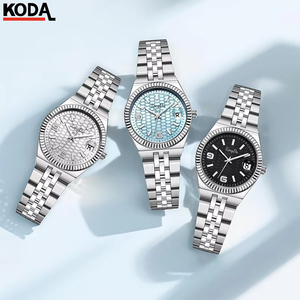 Montre de luxe en acier inoxydable à quartz pour <span class=keywords><strong>femme</strong></span>, argentée, avec aiguilles lumineuses, verre saphir, date, étanche, 32 mm - Product Image 1