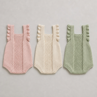 Barboteuse bébé en tricot à points de graines, sans manches, avec volants, en coton respirant, pour tout-petits, OEM ODM