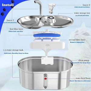 Stainless Steel 2 in 1 Pet Water Fountain High Quality Automatic Cat Water Fountain with Food <strong>Bowl</strong> - Product Image 2